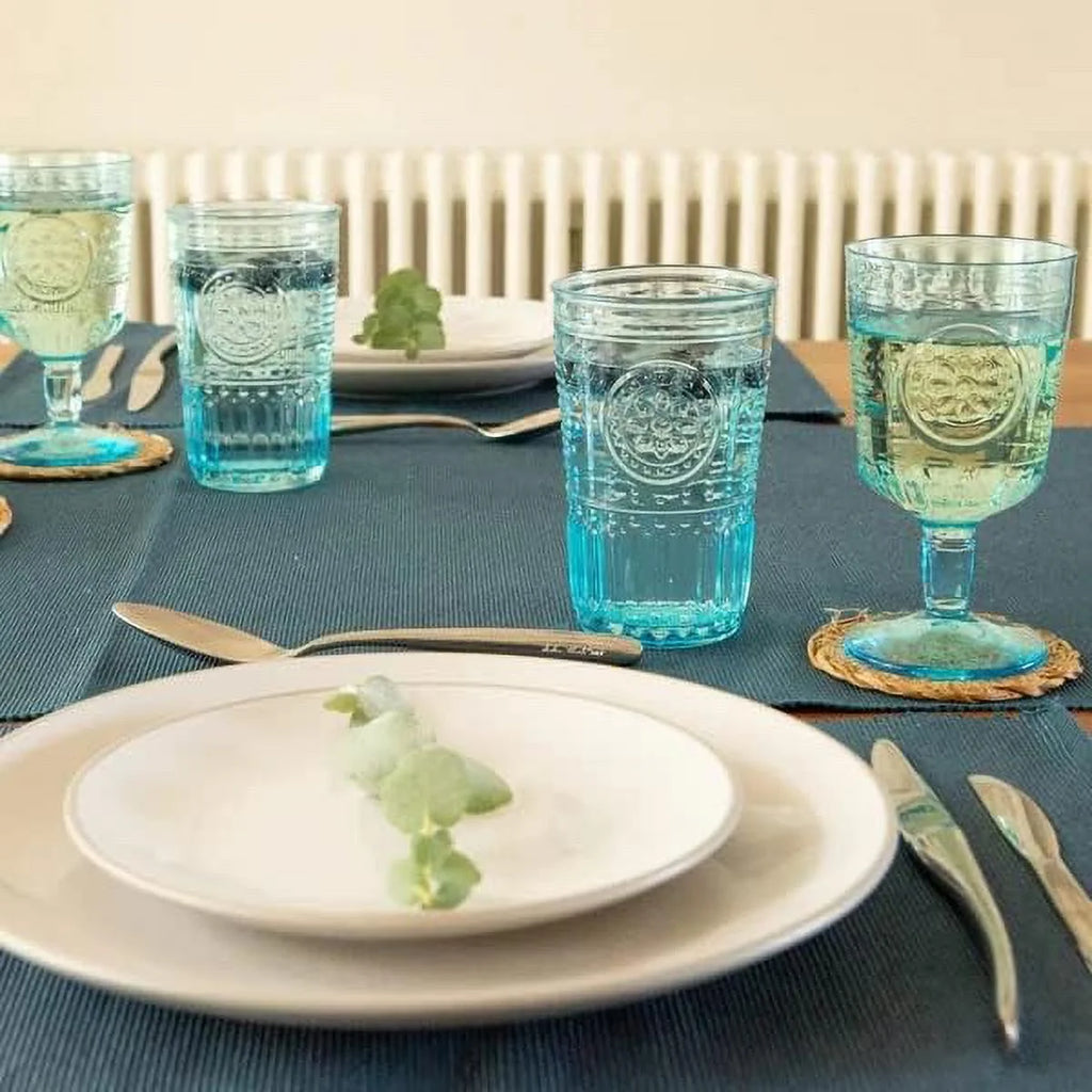 Light Blue Set Of 6 Stemware Glasses Z45390