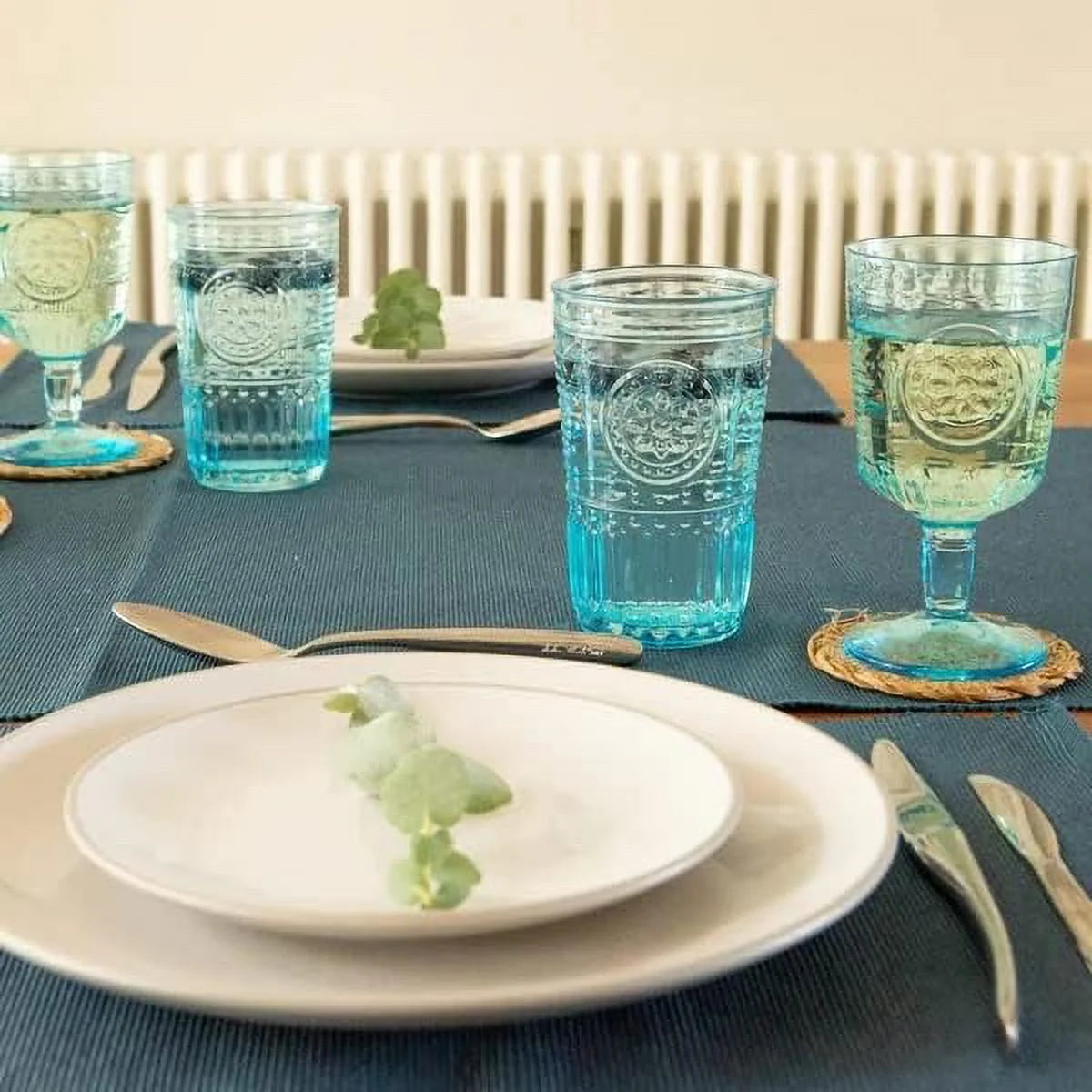 Light Blue Set Of 6 Stemware Glasses Z45390