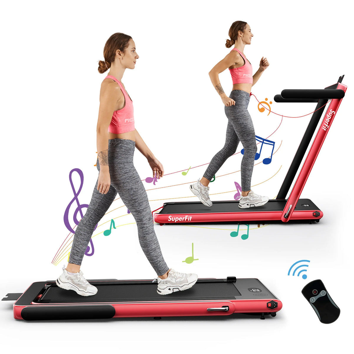 2.25HP Folding Treadmill with Remote Control Black L5116