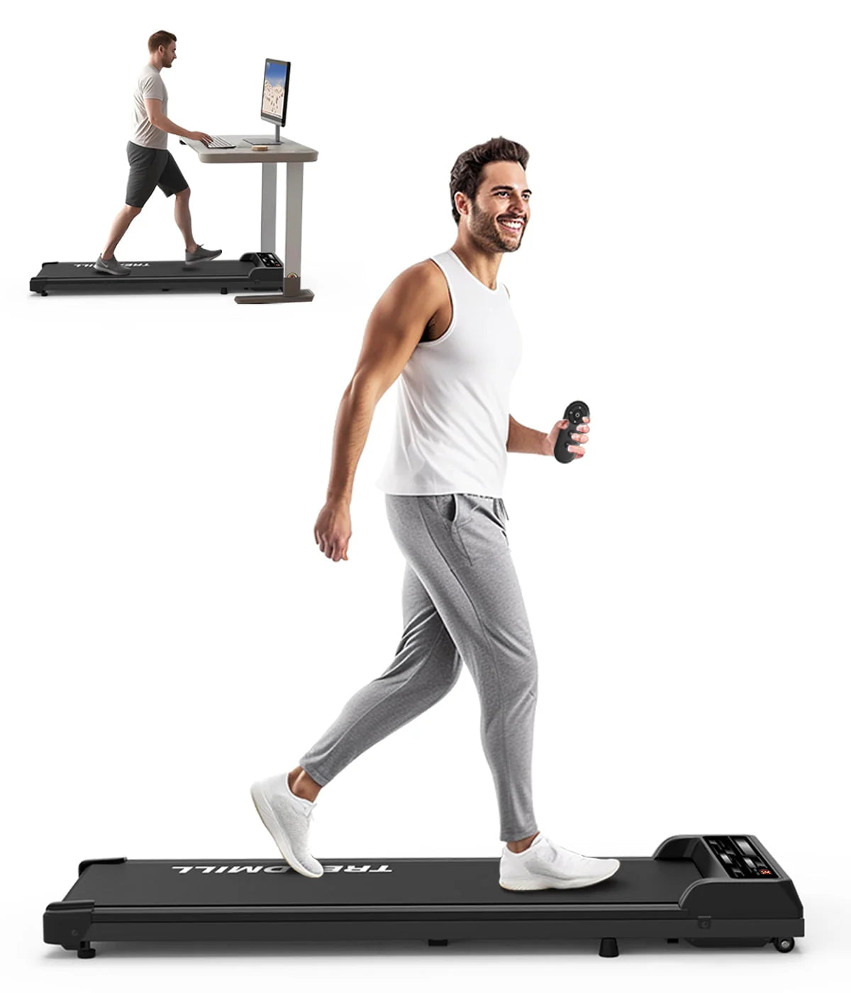 Black Portable Walking Pad Treadmill L76969
