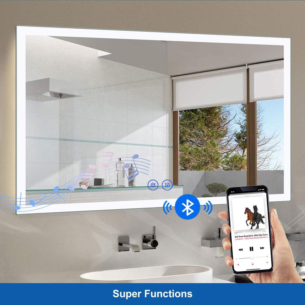 55 x 36 in Dimmable LED Bathroom Mirror with Bluetooth T8570