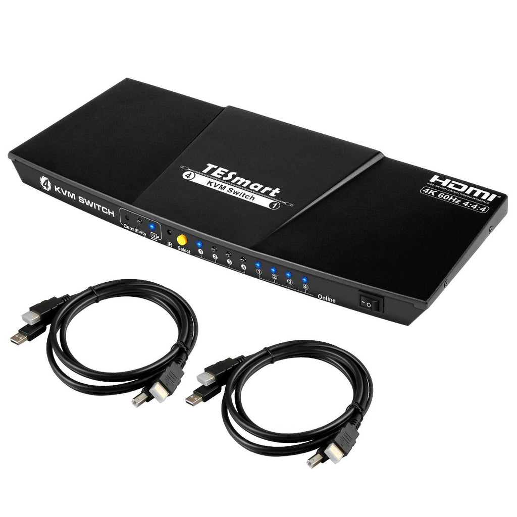 4K HDMI 4x1 KVM Switch with 2 Pcs 5ft KVM Cables C945