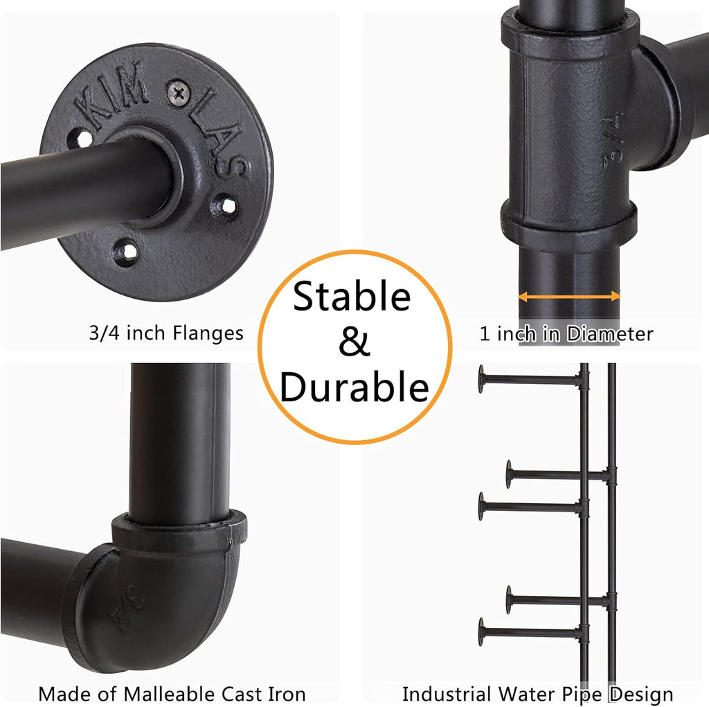 Iron Pipe Shelf Wall Mount 2 Pack 5 Tier Q55593