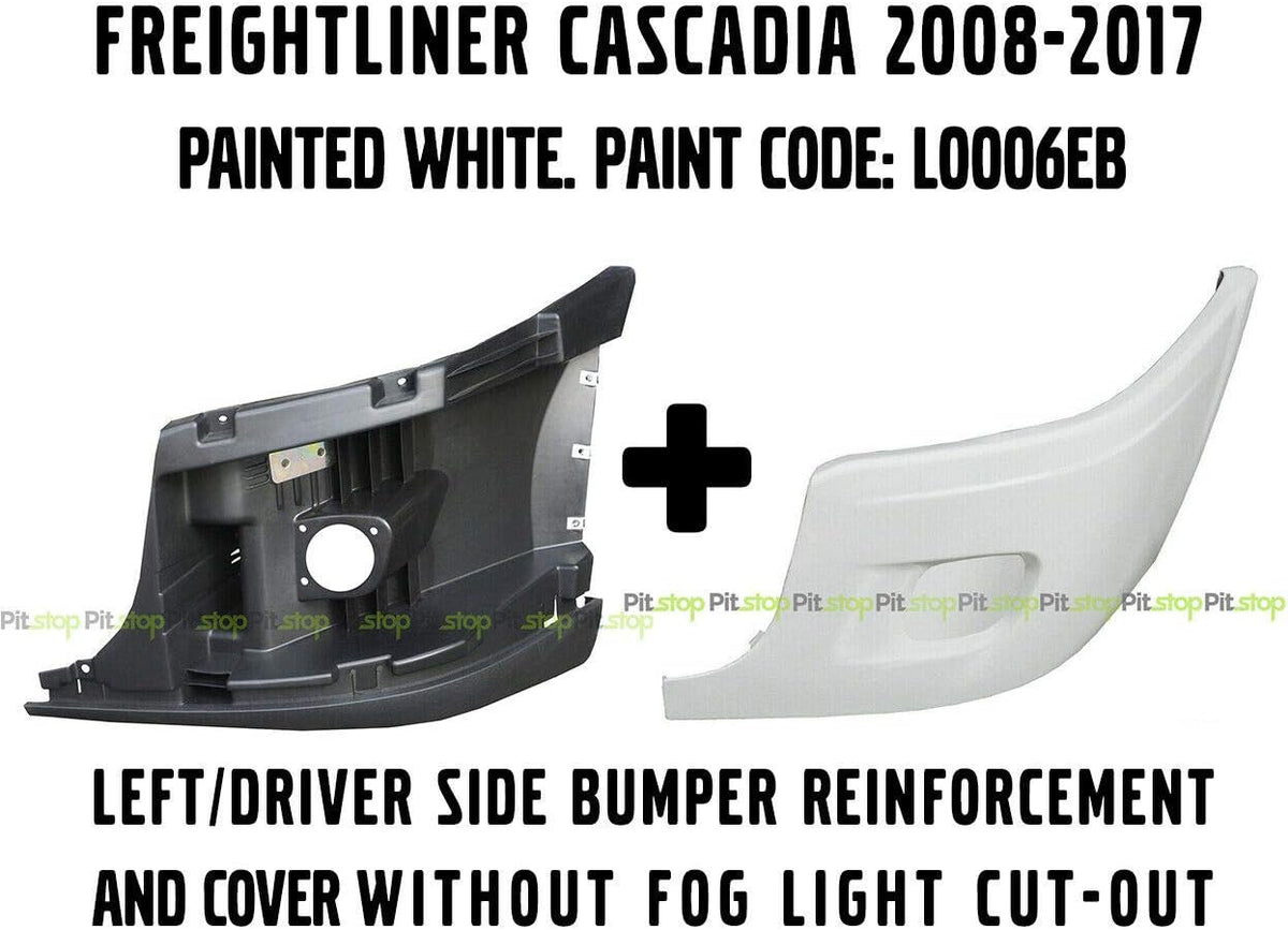 White Left Side Bumper Reinforcement & Cover Without Cut-Out B122183