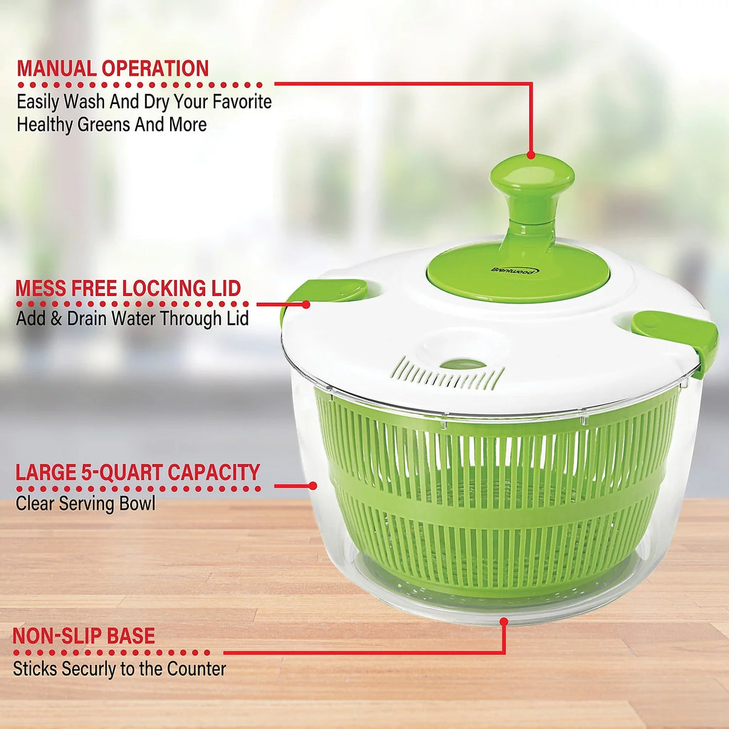 5 Quart Salad Spinner with Serving Bowl Green D1289