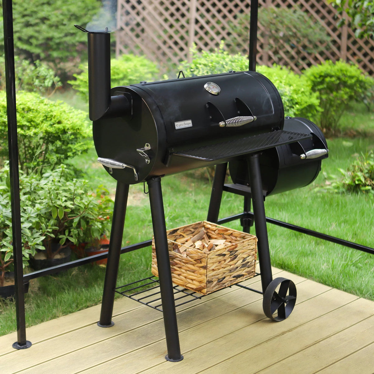 Portable Charcoal Grill with Offset Smoker M640619