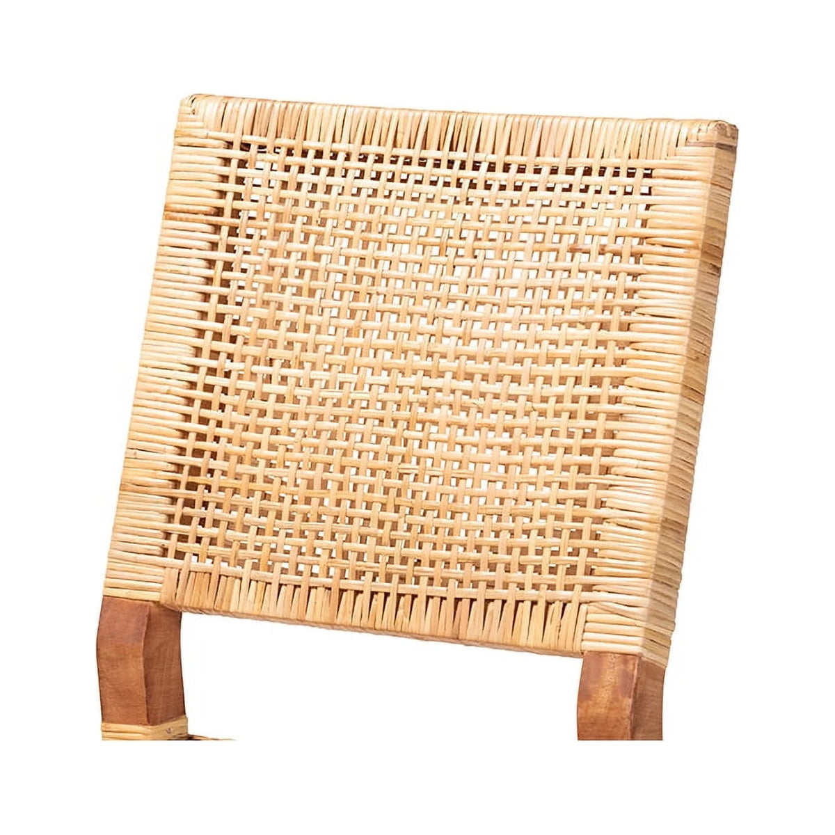 Natural Brown Rattan and Walnut Brown Wood Counter Stool L2909