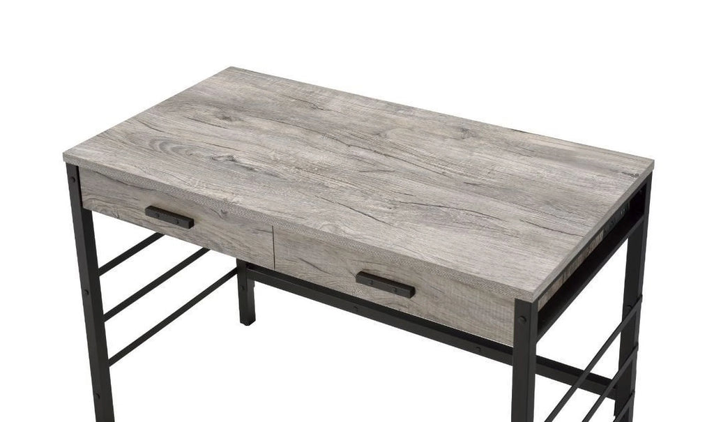 Light Weathered Oak Black Writing Desk B976