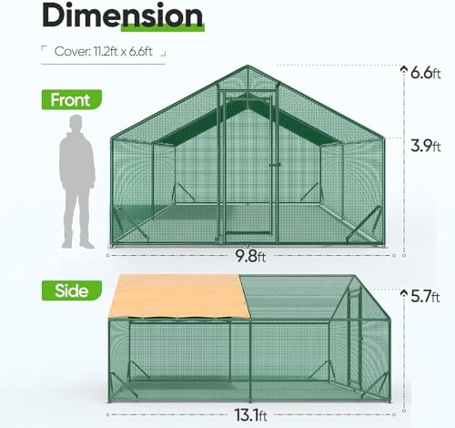 Large Metal Chicken Coop Run with Waterproof Cover L4176