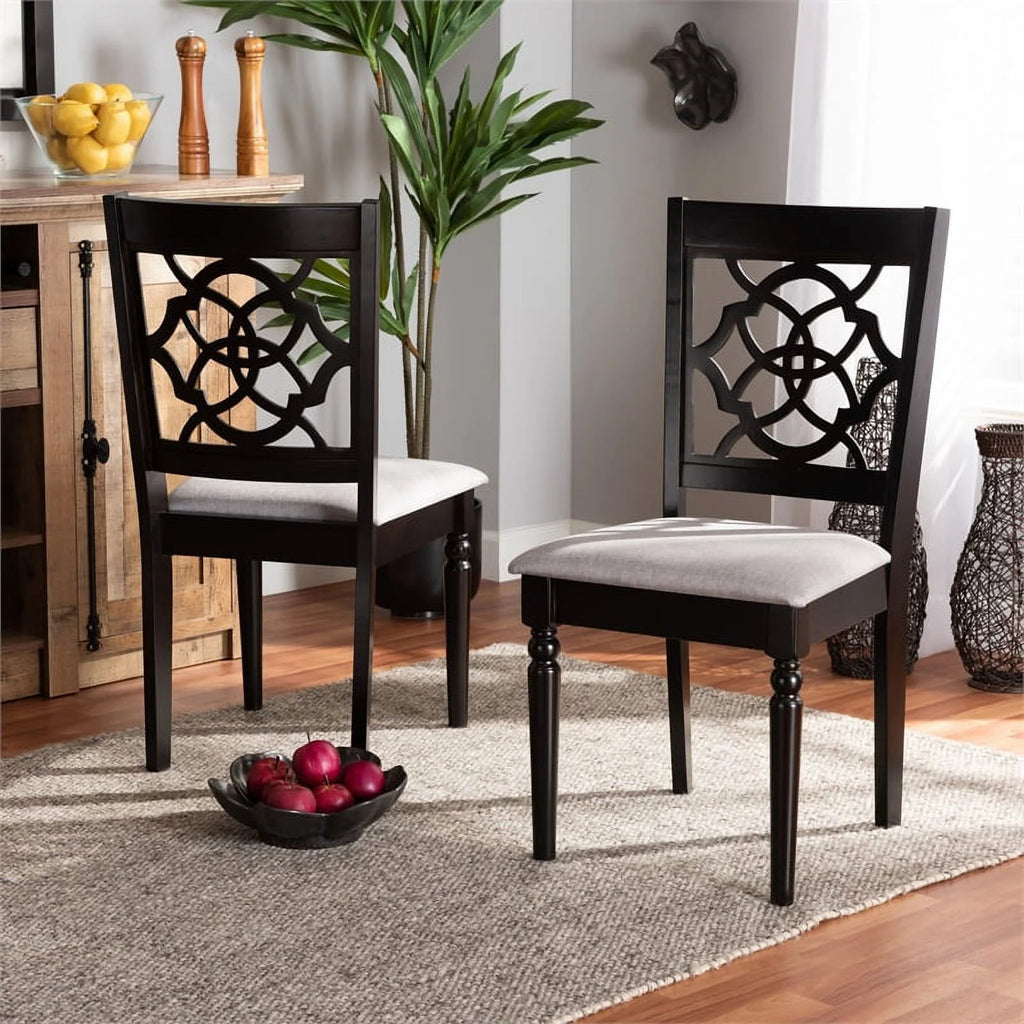 Dark Brown Oak Wood Dining Chair Set of 2 H978839