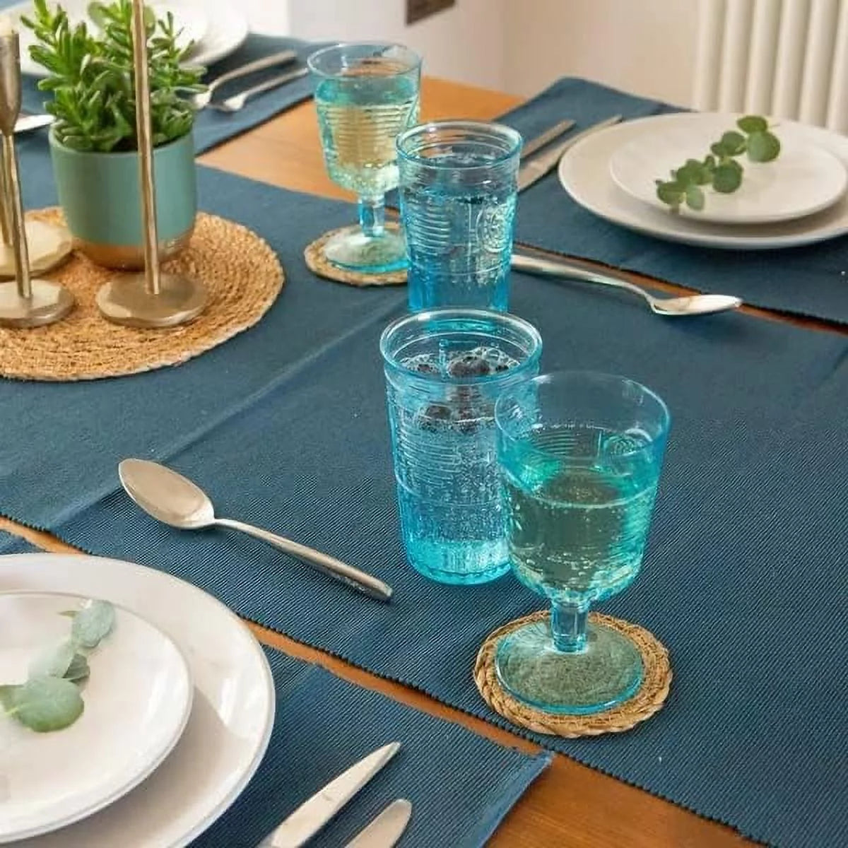 Light Blue Set Of 6 Stemware Glasses Z45390