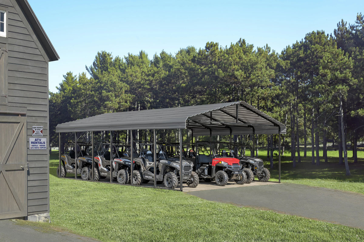 20 ft. x 29 ft. x 9 ft. Charcoal Carport V884135