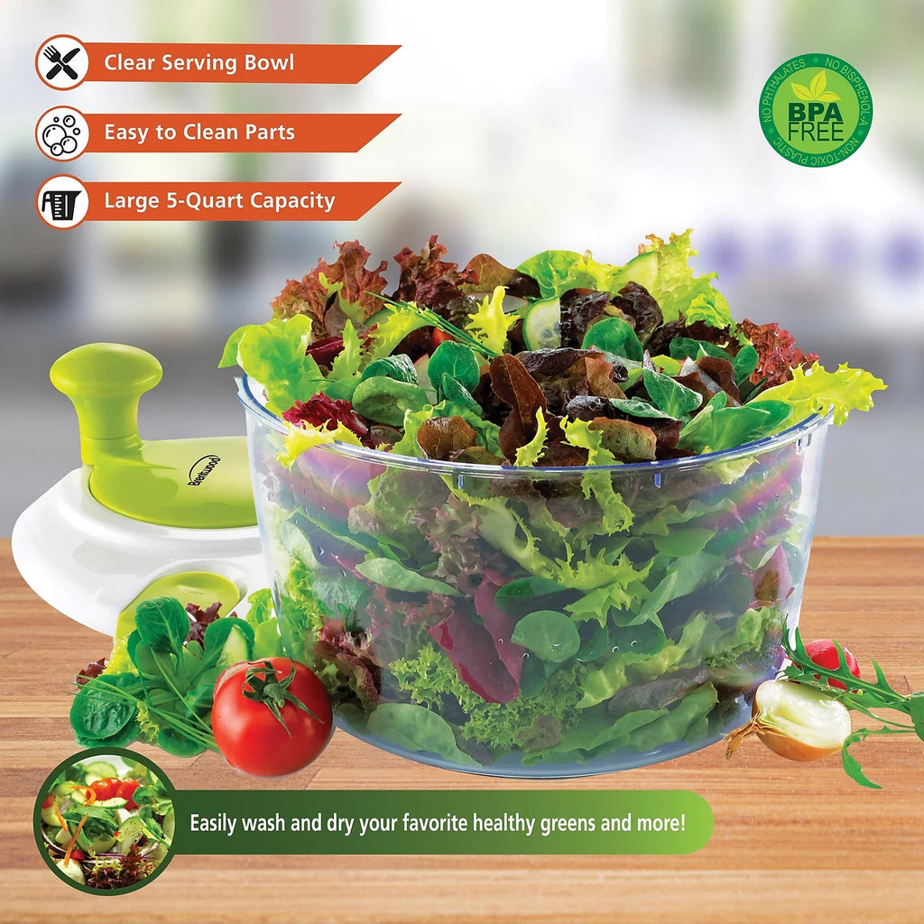 5 Quart Salad Spinner with Serving Bowl Green D1289
