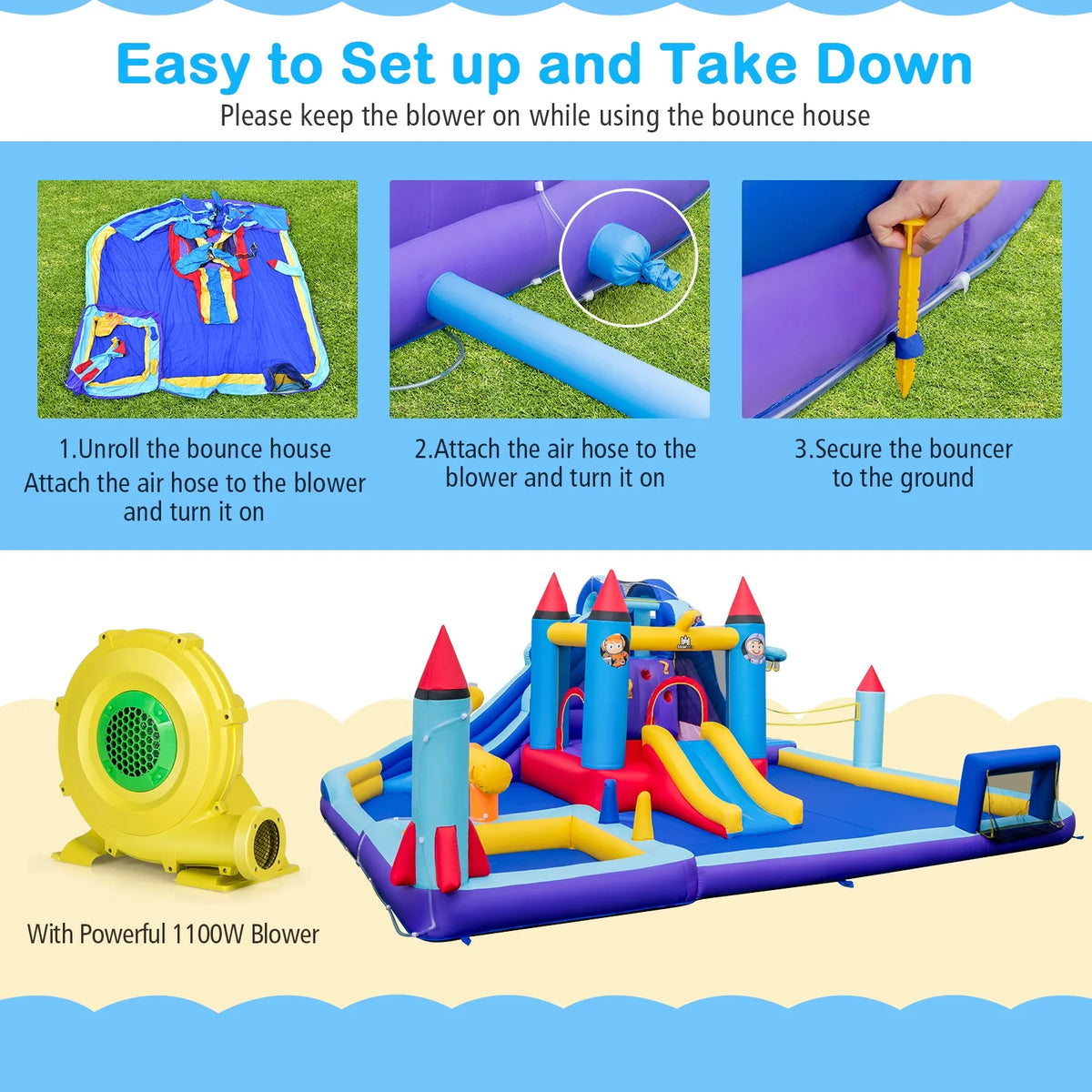 Inflatable Water Slide Park with 2 Slides Splash Pool G506081