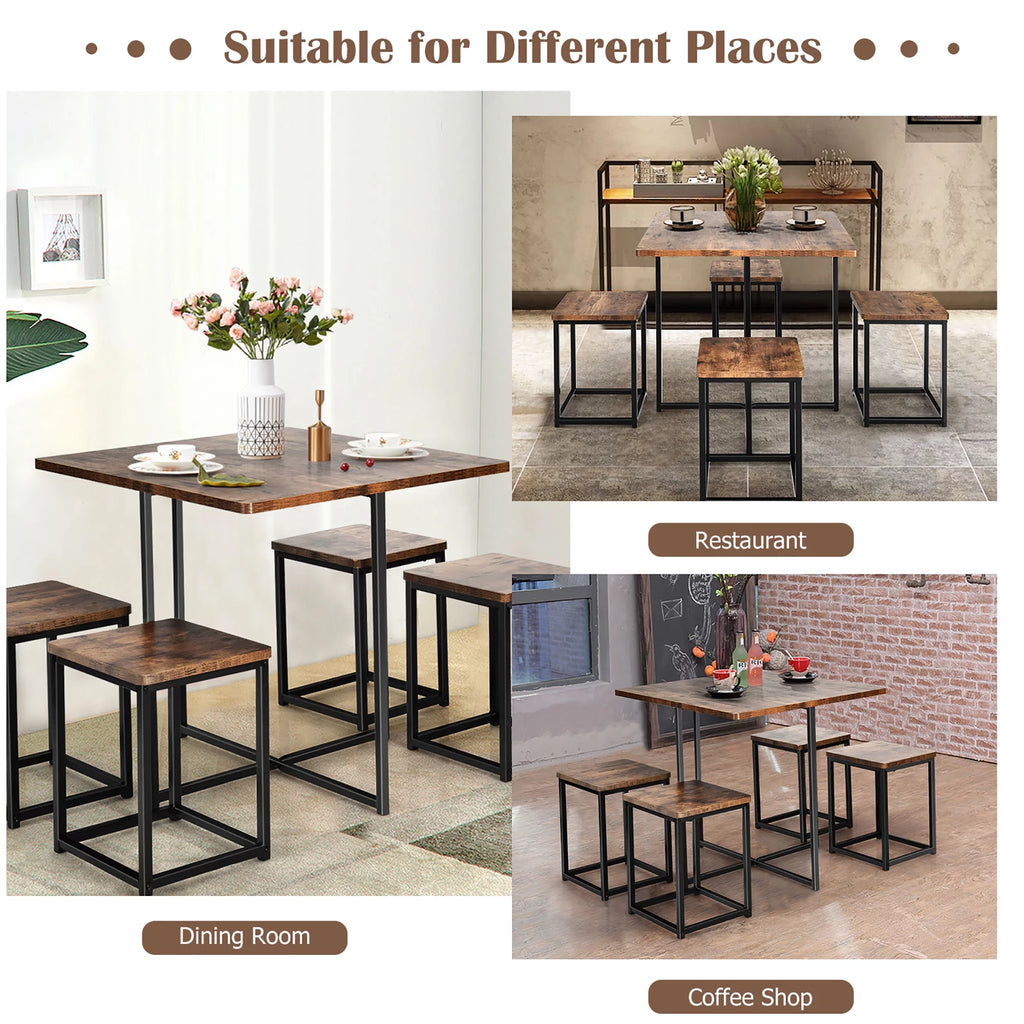 5 Pc Dining Table and 4 Stools Metal Frame Y48218