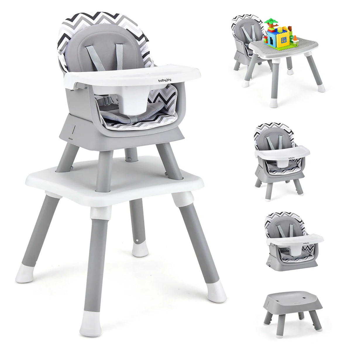 8-in-1 Convertible High Chair Booster Seat with Removable Tray Yellow Y853