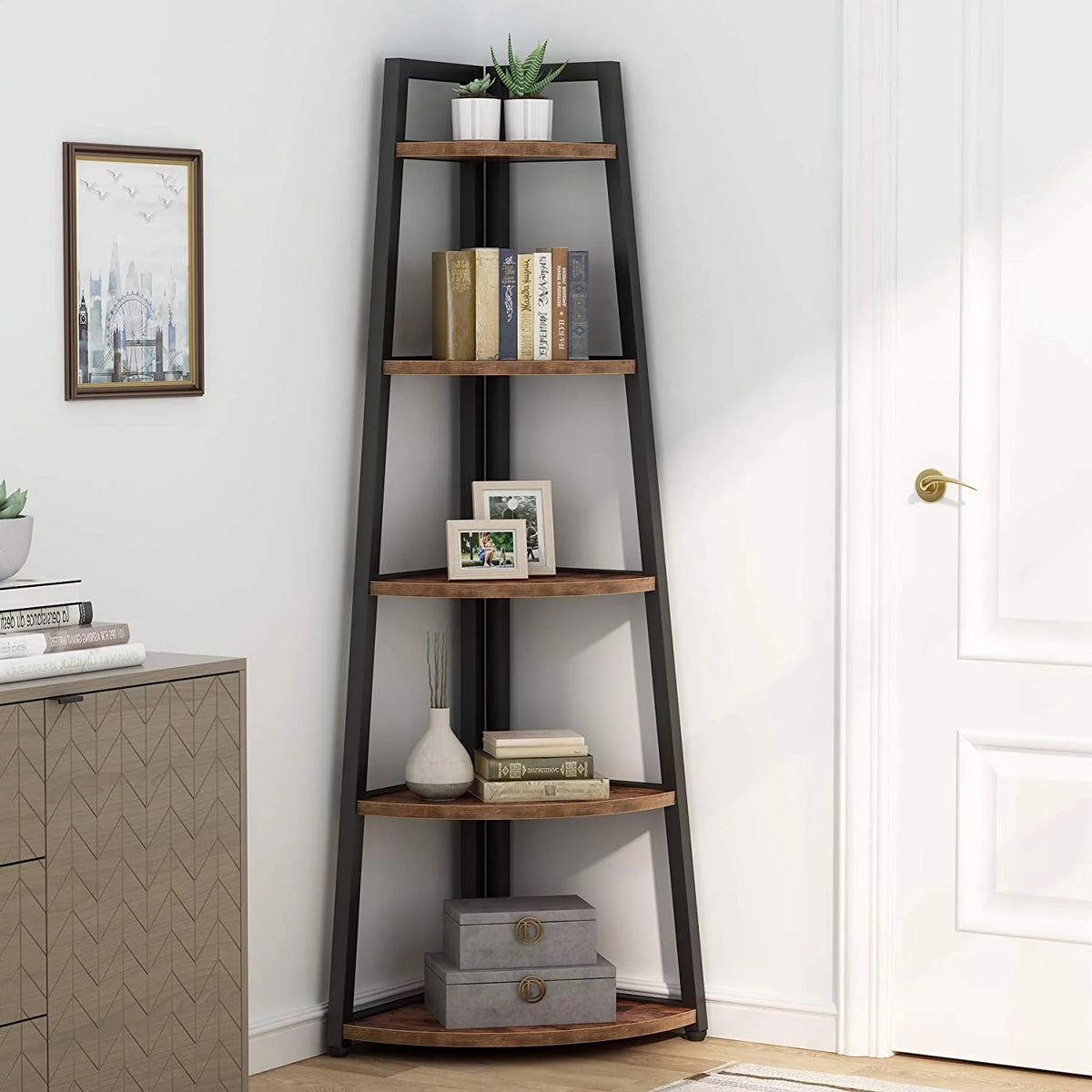 70 inch 5 Tier Corner Bookshelf Z90456