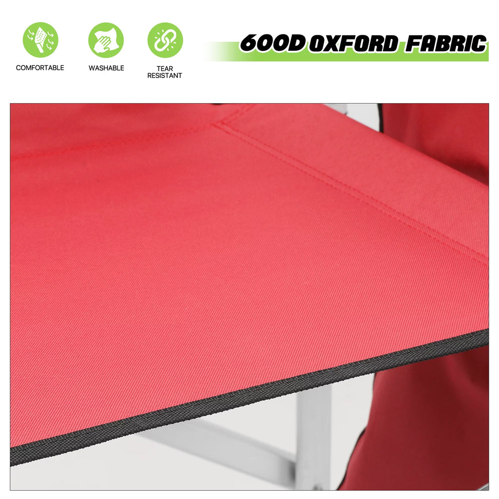 Foldable Camping Director Chair with Side Table & Storage Pocket, Red X121423