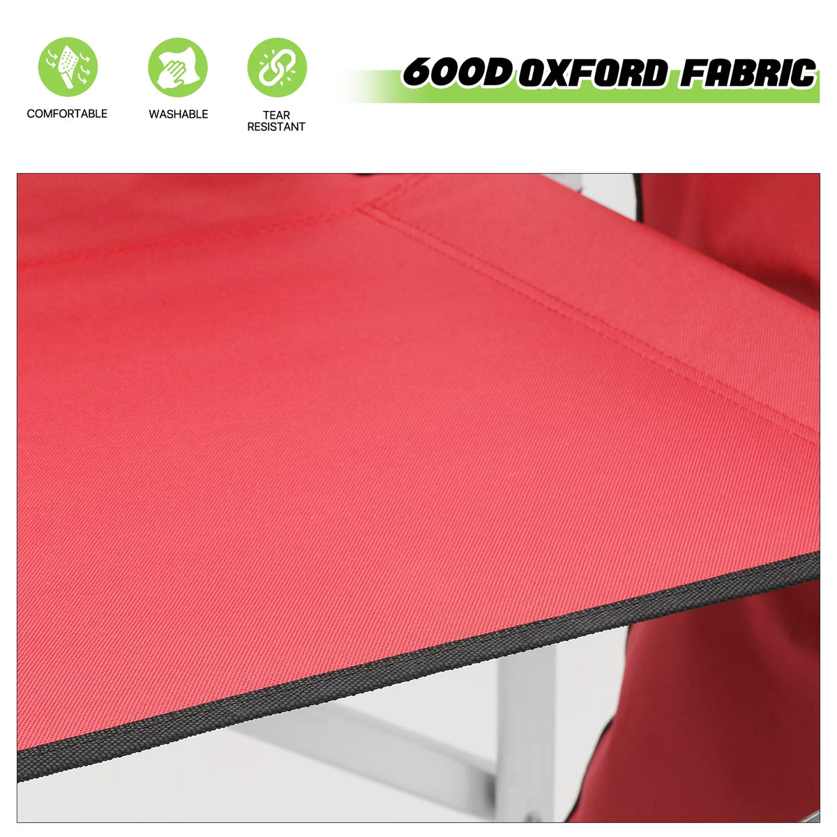 Foldable Camping Director Chair with Side Table & Storage Pocket, Red X121423