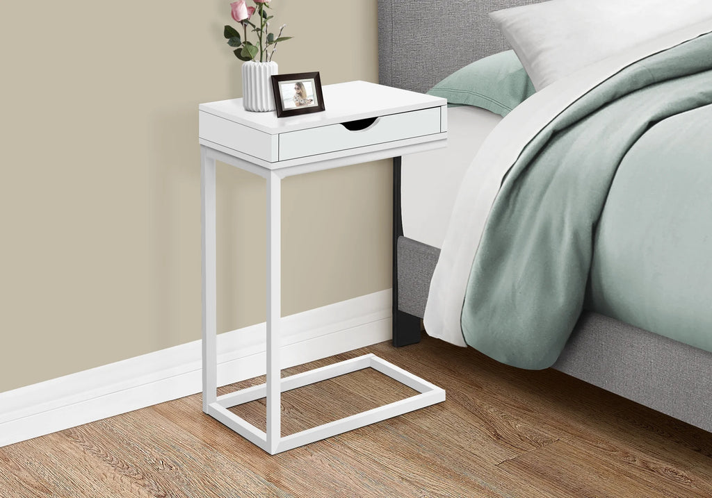 White C-shaped Metal Accent Table M323162