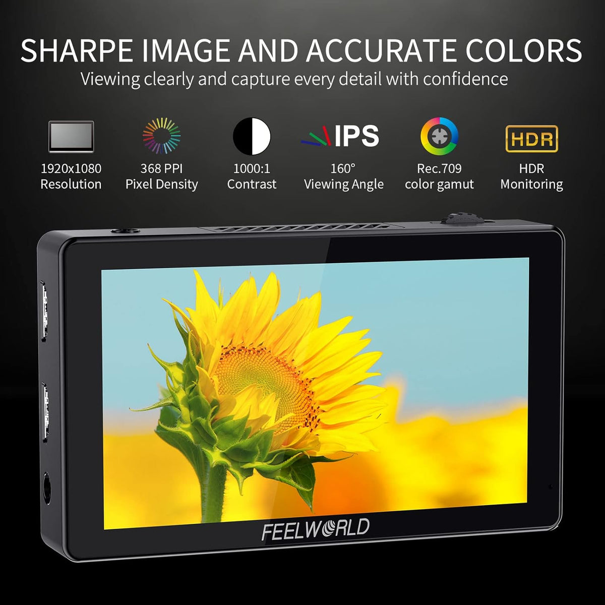 5.5 Inch 3000nits DSLR Camera Field Monitor Touchscreen 4K HDMI IPS W7612