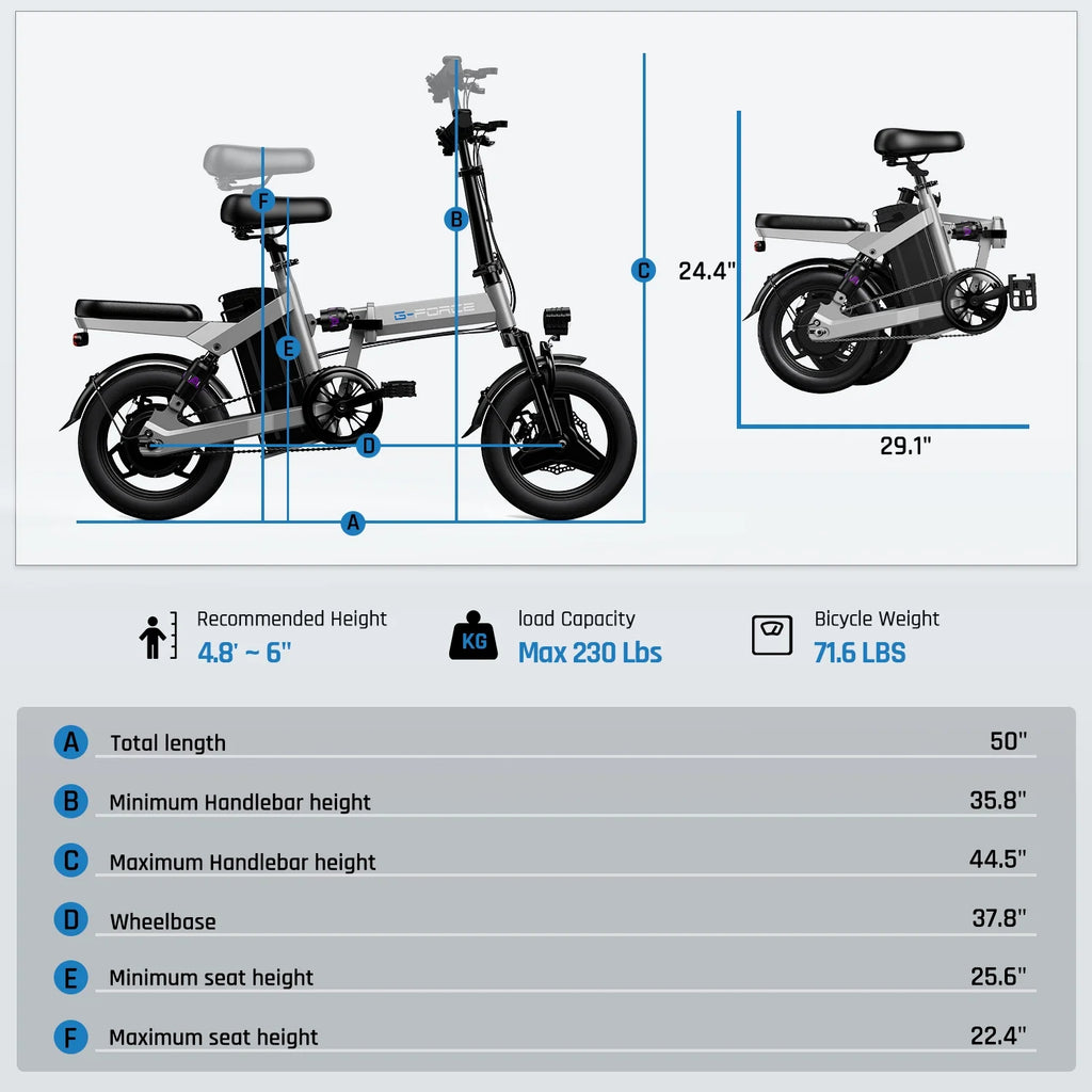 Folding 400W 48V 15Ah Electric Bike with Rear Shelf A869