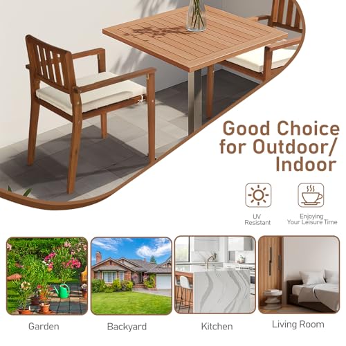 Acacia Wood Stackable Patio Dining Chairs Set of 4 with Cushions A992