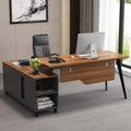 L-Shaped Desk with Storage Shelves and File Cabinet D248811