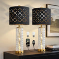 Modern Table Lamps Set of 2 Gold with Crystal Nightlight S626625