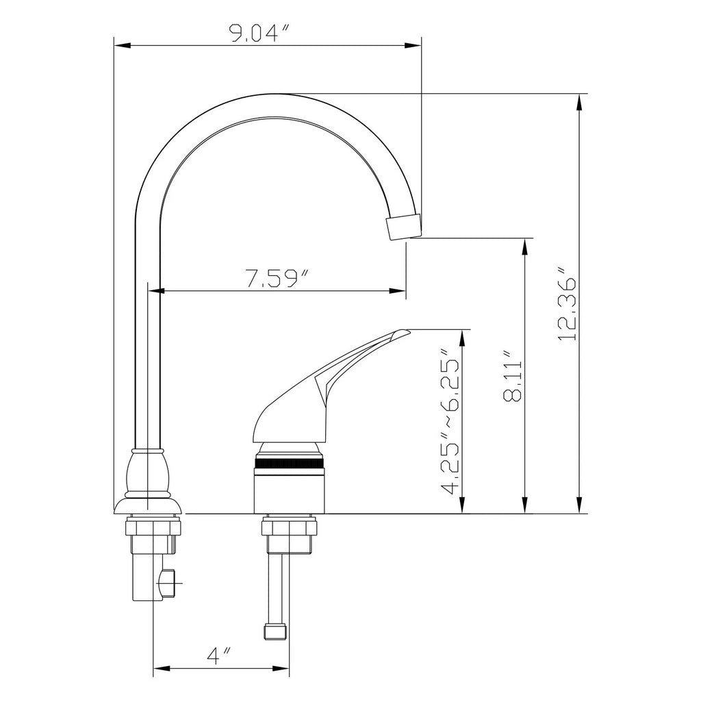 High Arc Gooseneck Kitchen Faucet with Single Lever Side Handle V53508