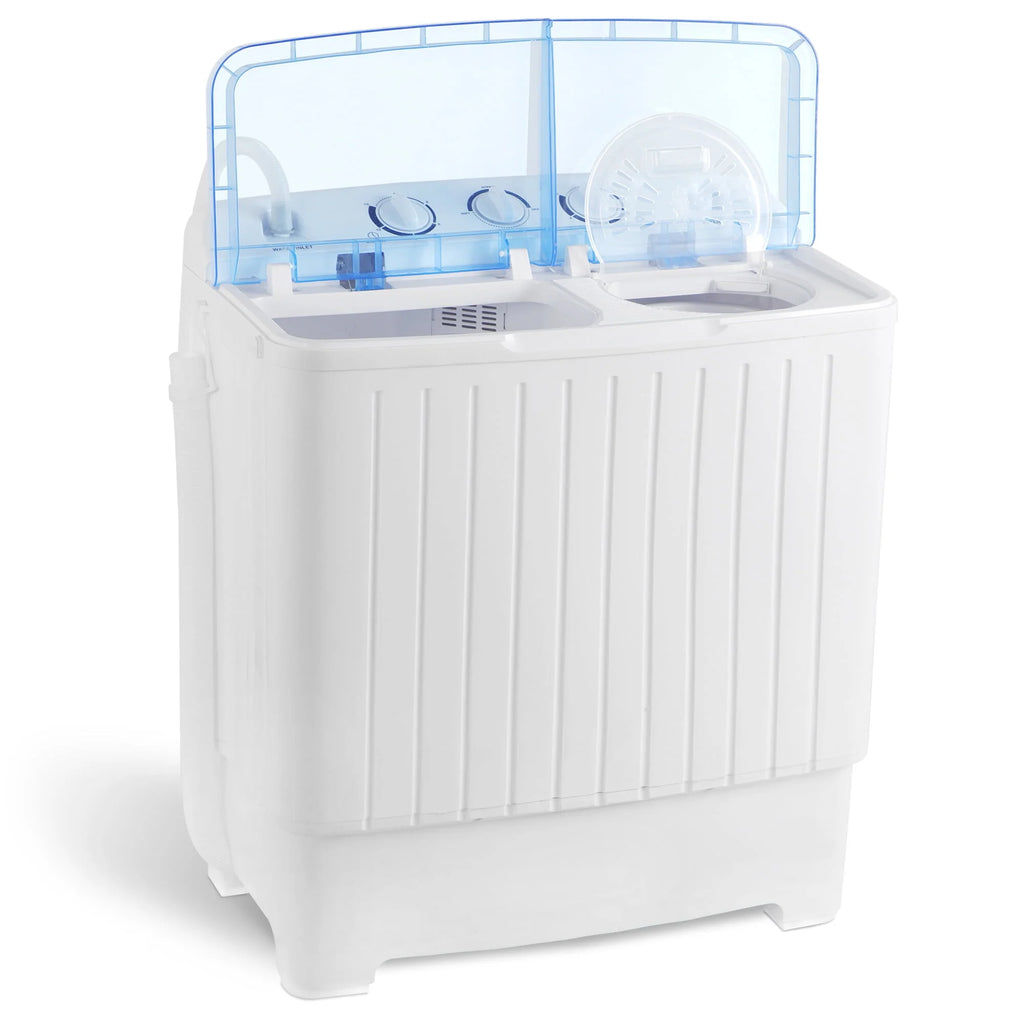 17.6lbs 2 in1 Portable Mini Washing Machine Top-Load Compact Laundry Twin Tub Washer Spin Dryer, White W339508