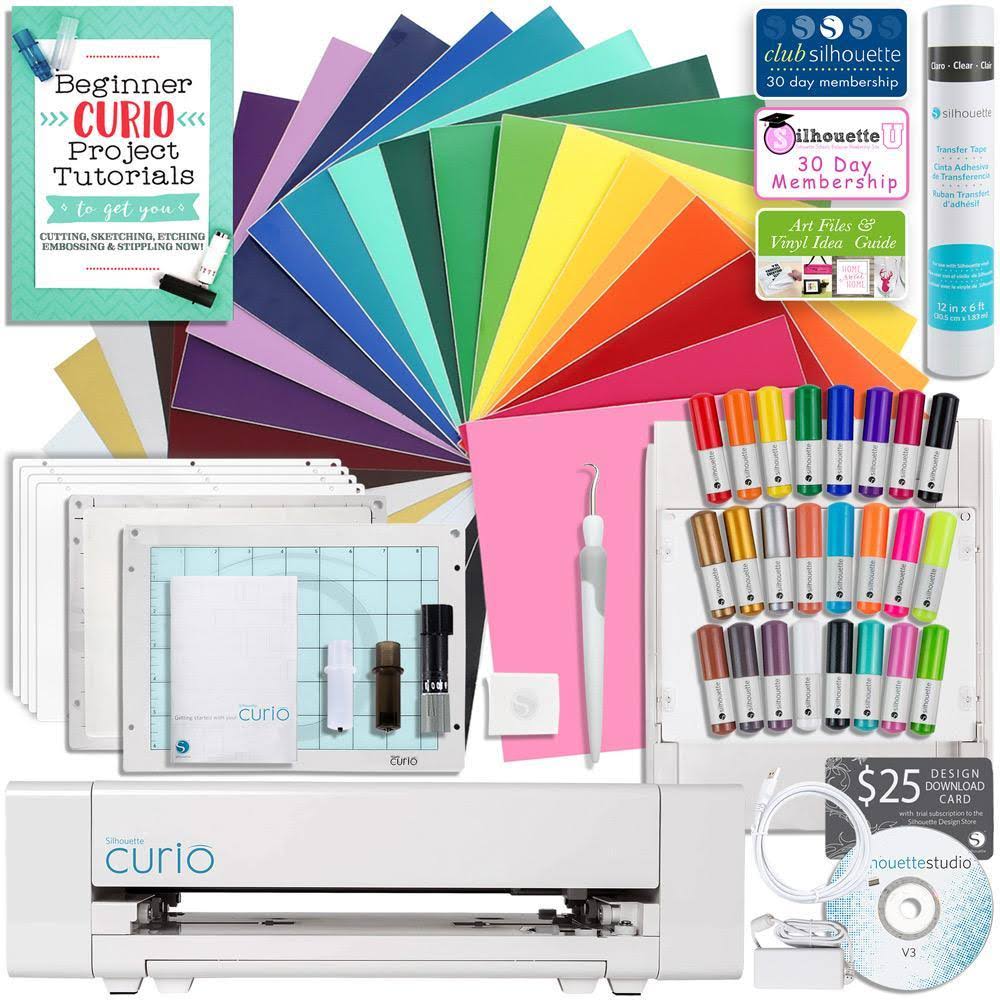 Silhouette Curio Starter Bundle with 24 Oracal 651 Sheets and Accessories O394