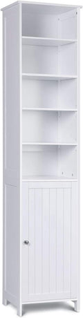 White Wooden Cabinet with Door and 5 Adjustable Shelves Q924561