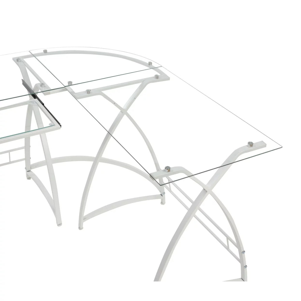 L Shape Computer Desk with CPU Holder and Casters, White D1315
