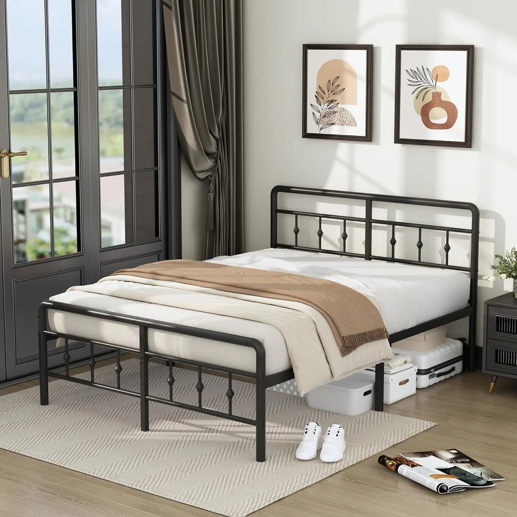 Queen Metal Platform Bed Frame with Headboard and Footboard U53109