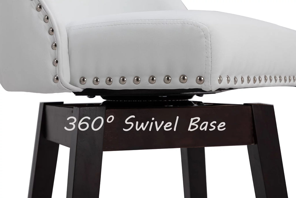 27.5 Inch White Faux Leather Swivel Bar Stool Set of 2 G953345