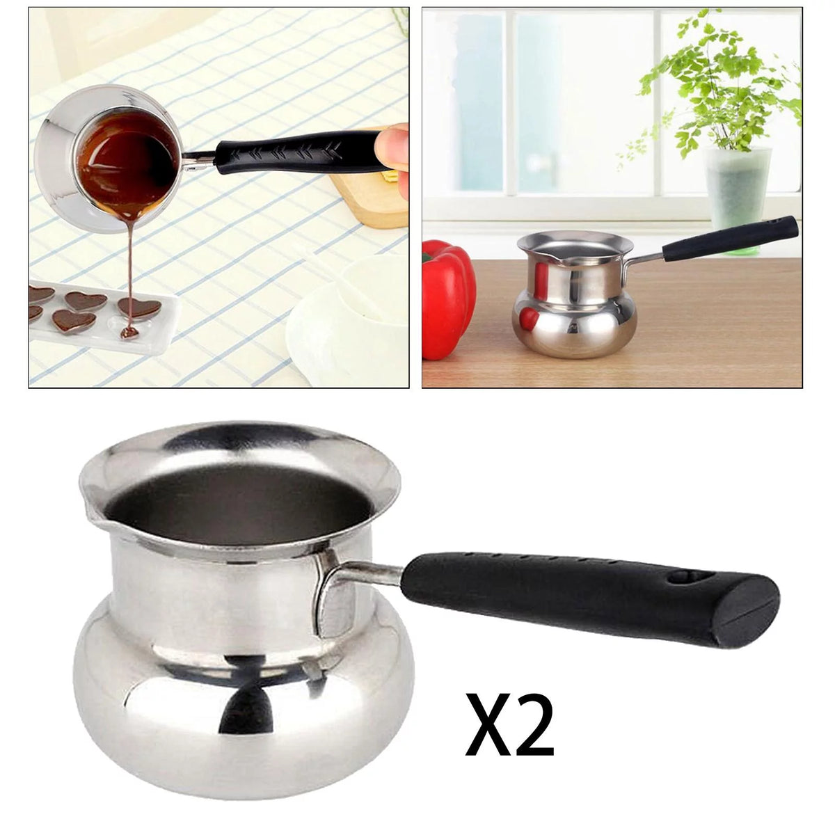 900ml Hammered Stainless Steel Turkish Coffee Pot with Handle P42762