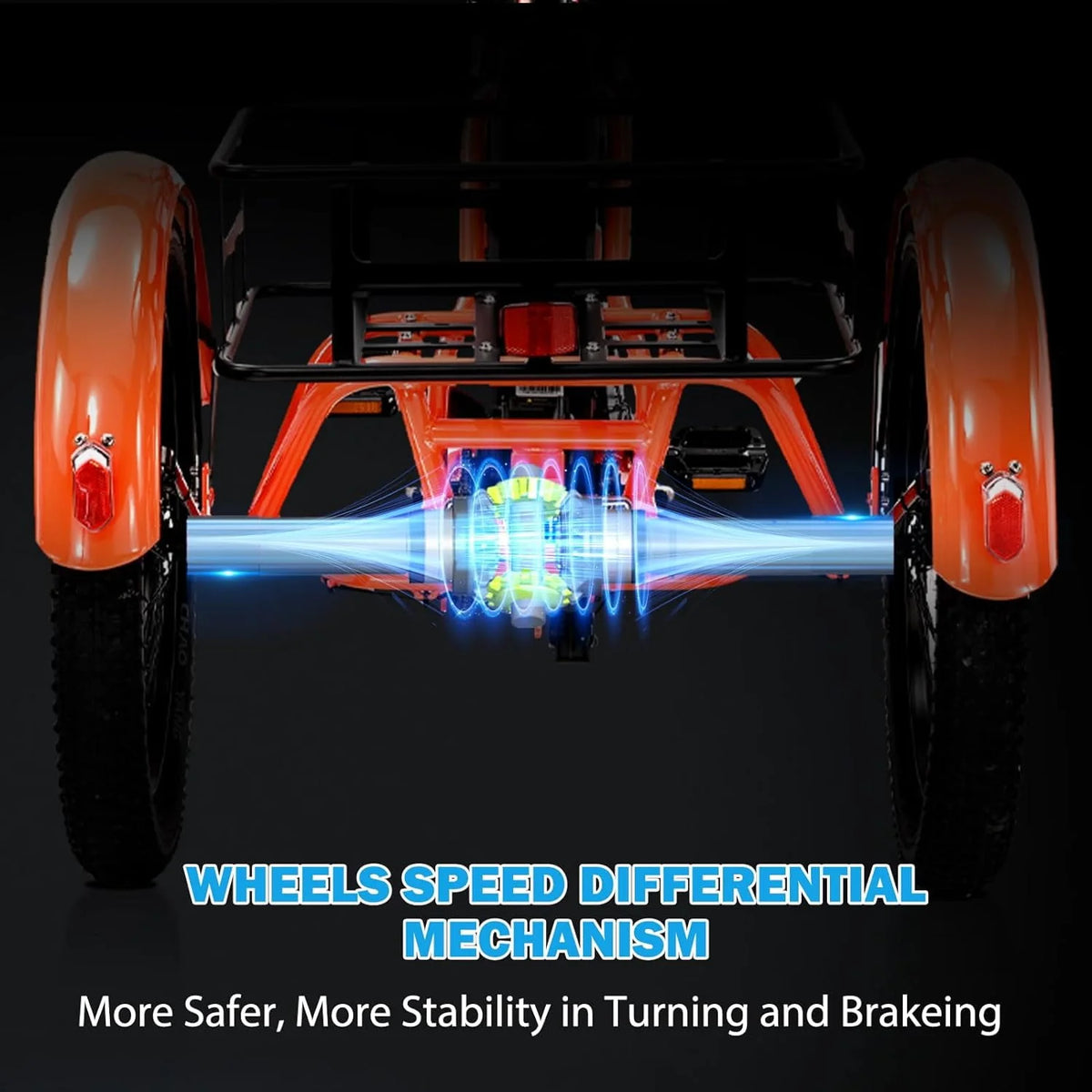350W 7 Speed 3 Wheel Electric Tricycle with Rear Basket M575