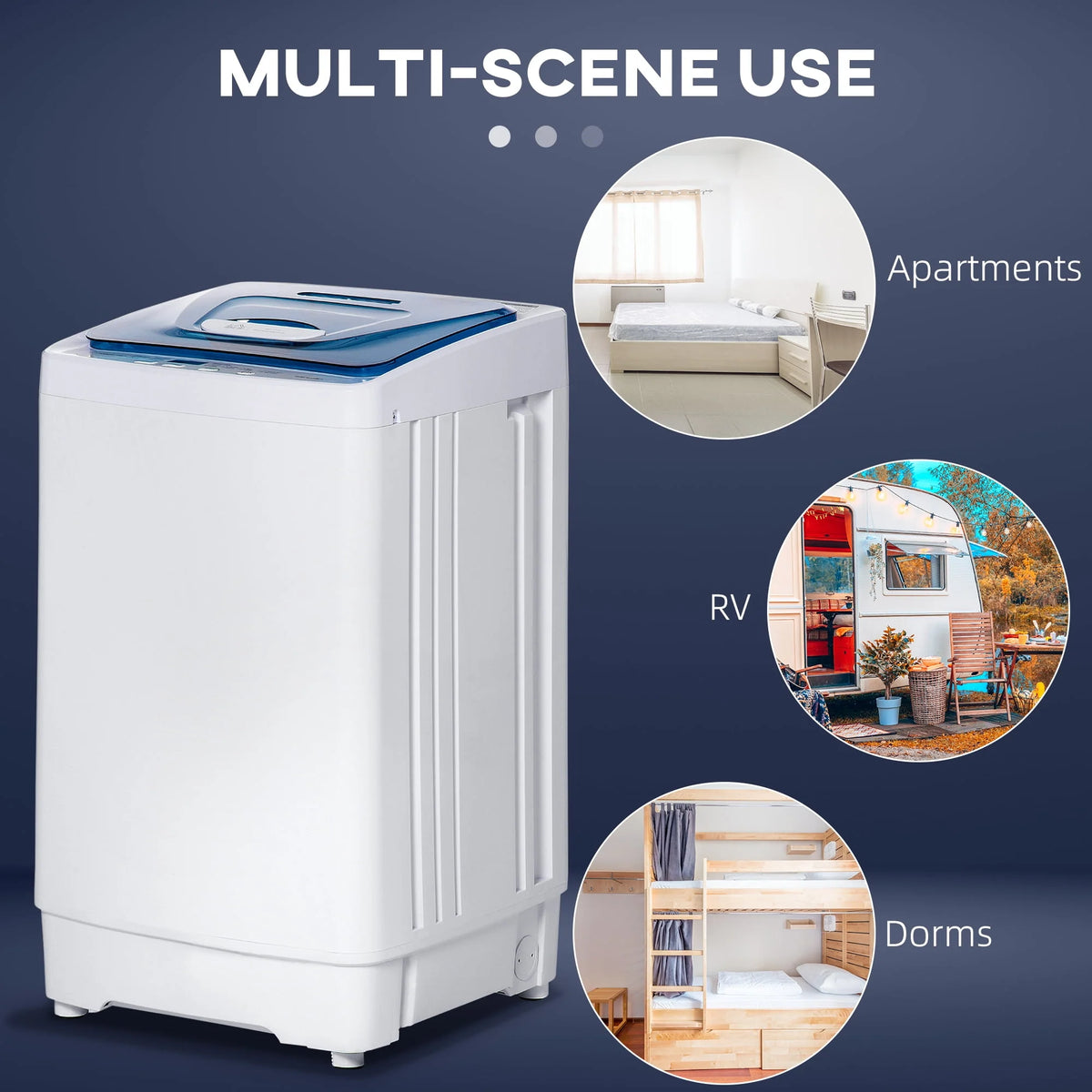 2-In-1 Portable Washing Machine and Spin Dryer, 1.38Cu.Ft, 8 Programs, White D873