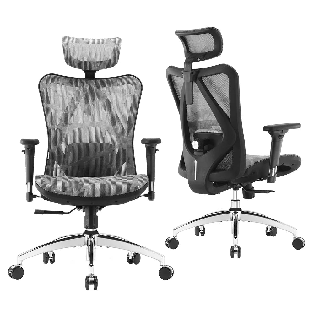 Black Ergonomic Mesh Office Chair with Headrest and Lumbar Support A813
