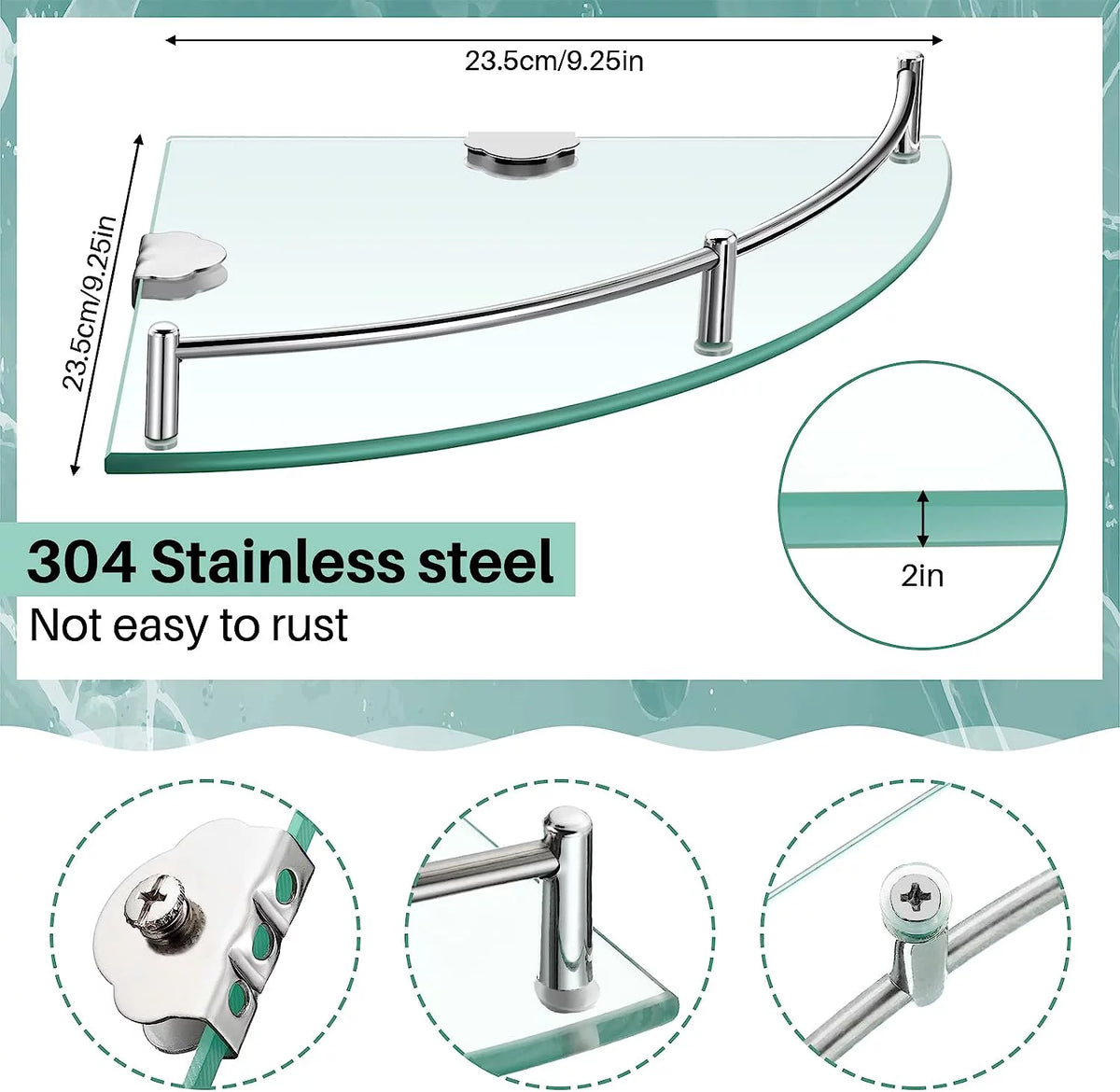 4 Pack Tempered Glass Floating Wall Shelves E334325