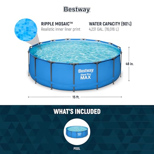 2 Pack 15' x 48" Round Steel Frame Above-Ground Swimming Pool J814696
