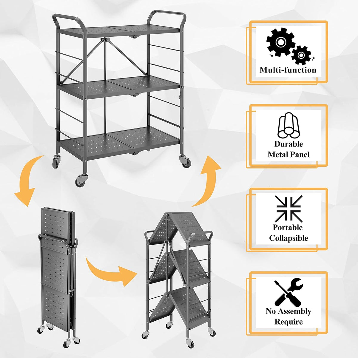 3 Tier Rolling Utility Cart with Wheels J74250