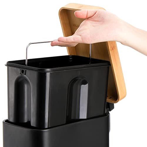 1.3 Gallon Black Step Trash Can with Soft Close Lid Y53391