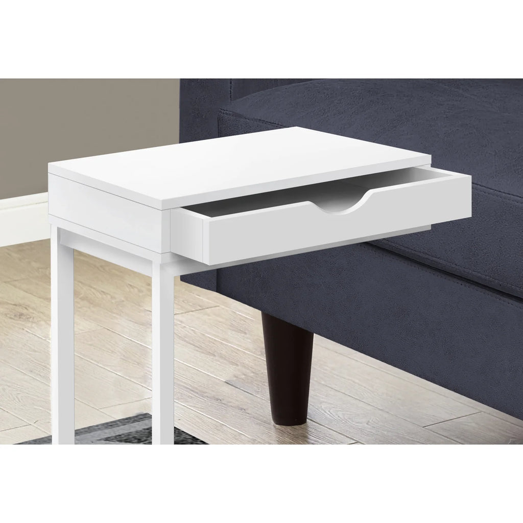White C-shaped Metal Accent Table M323162