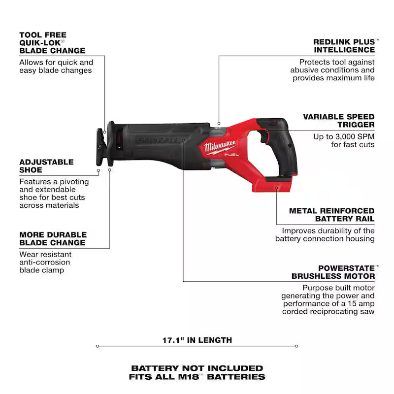 18V Lithium-Ion Brushless Cordless Reciprocating Saw L130472