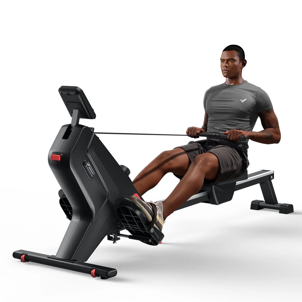 Magnetic Rowing Machine Quiet 16 Levels of Resistance Bluetooth Black Rower D46395