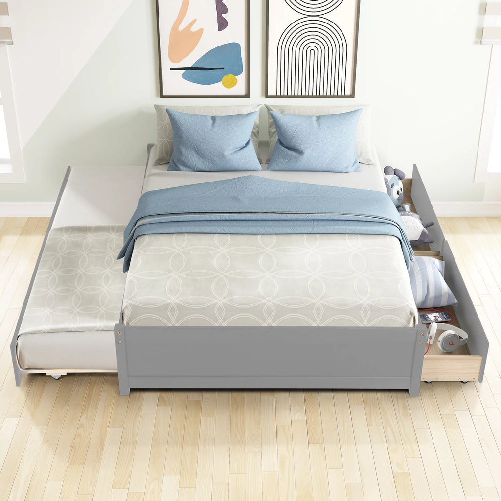 Full Bed with Twin Size Trundle and Two Drawers S61663