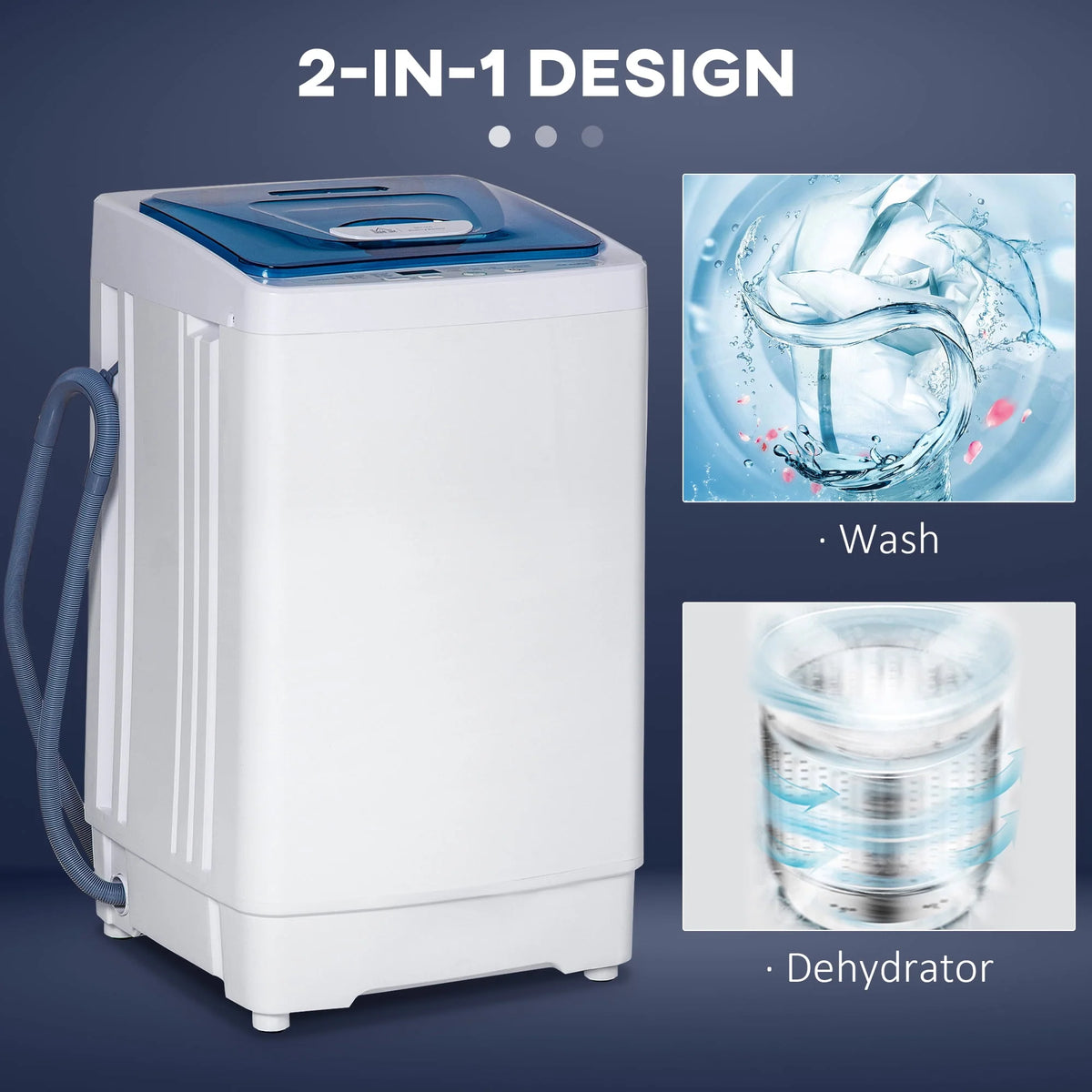 2-In-1 Portable Washing Machine and Spin Dryer, 1.38Cu.Ft, 8 Programs, White D873