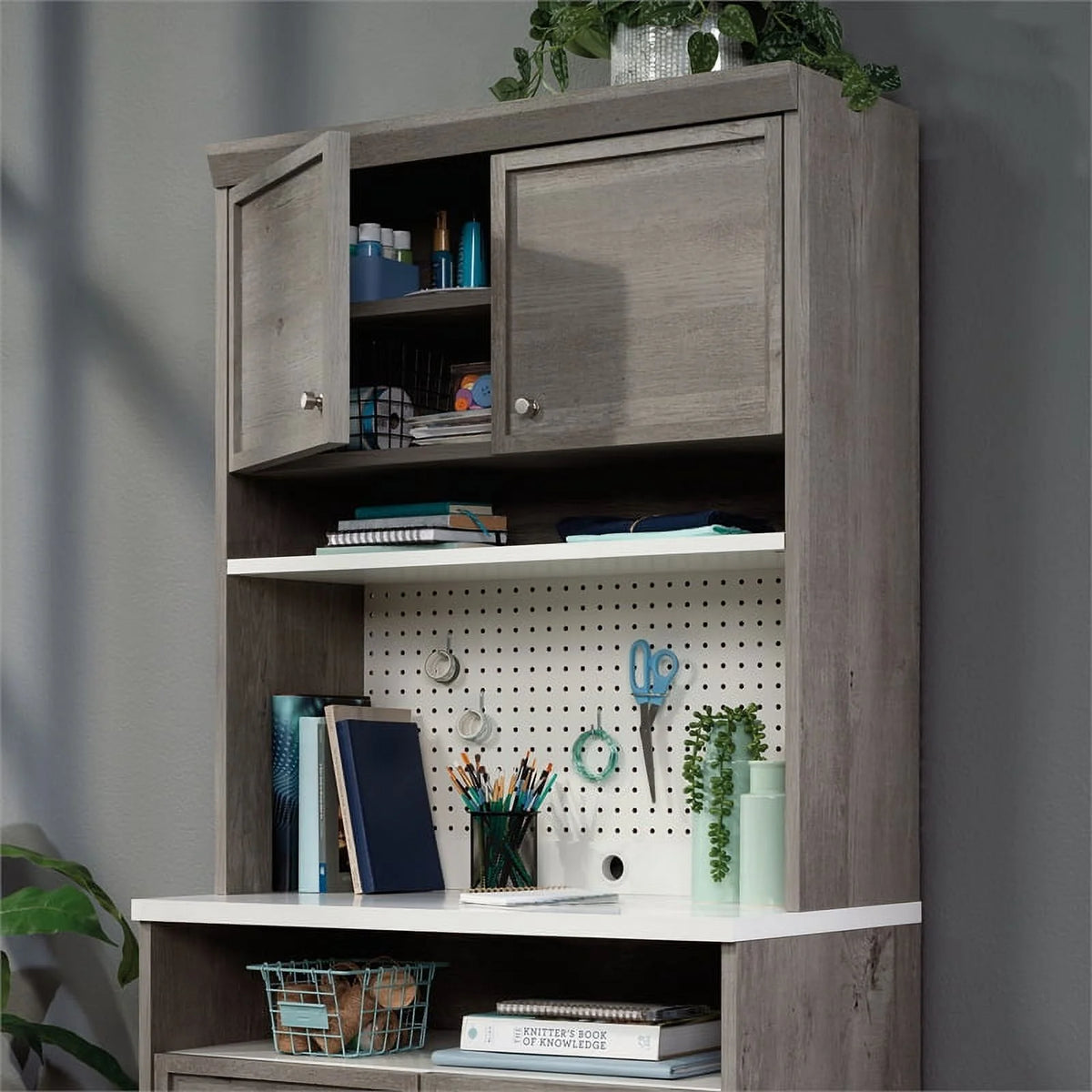 Engineered Wood Storage Hutch in Mystic Oak Finish I263199